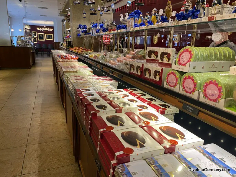 Cafe Niederegger inside the store and marzipan options