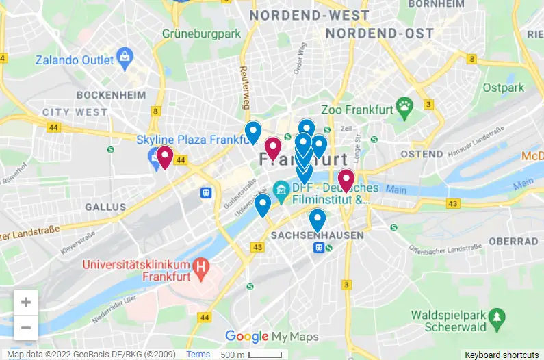 Perfect Frankfurt 1 Day Itinerary map