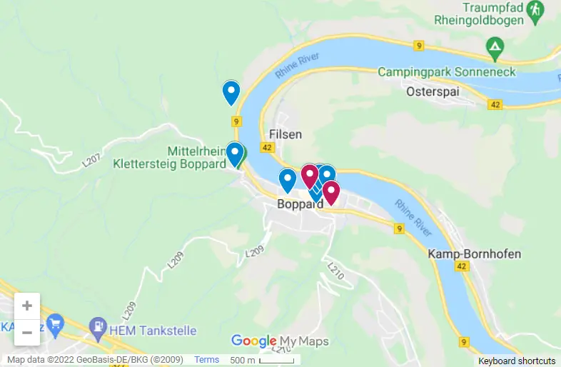 Things To Do In Boppard map