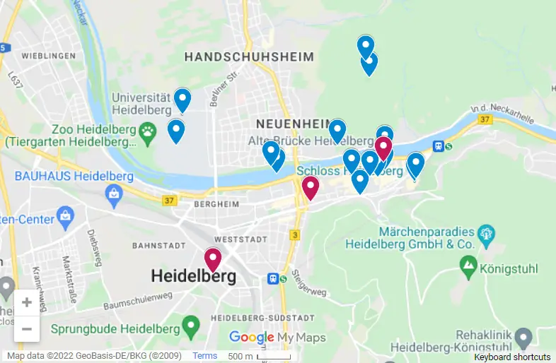 Things To Do In Heidelberg map