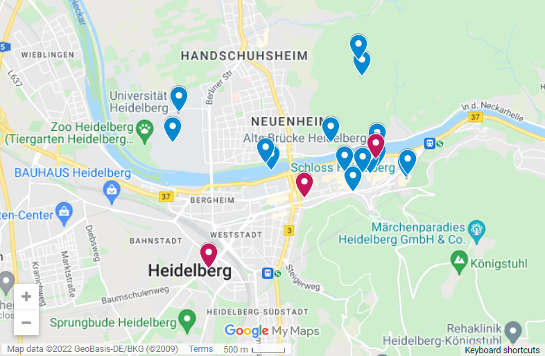 Things To Do In Heidelberg map