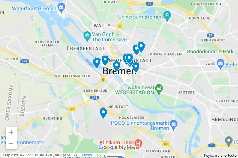 best hotels in bremen map