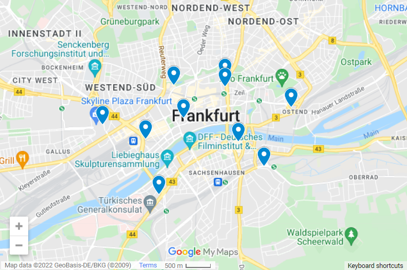 best hotels in frankfurt map