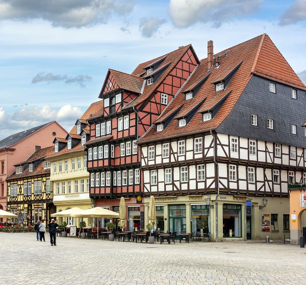 Marktplatz in centre of Quedlinburg Old Town