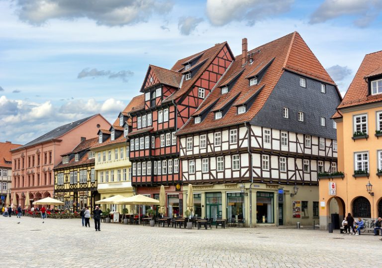 Marktplatz in centre of Quedlinburg Old Town