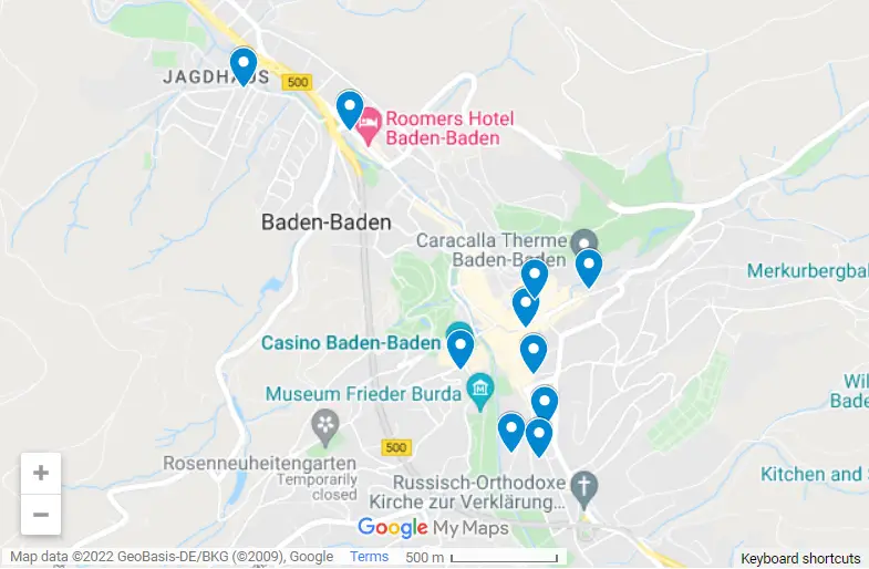 Best Hotels In Baden-Baden, Germany map
