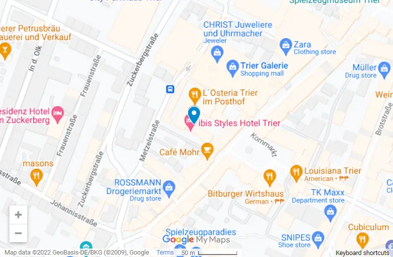Ibis Styles Trier map