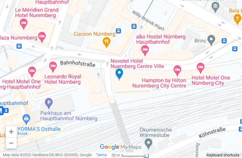 Novotel Nuernberg Centre Ville map