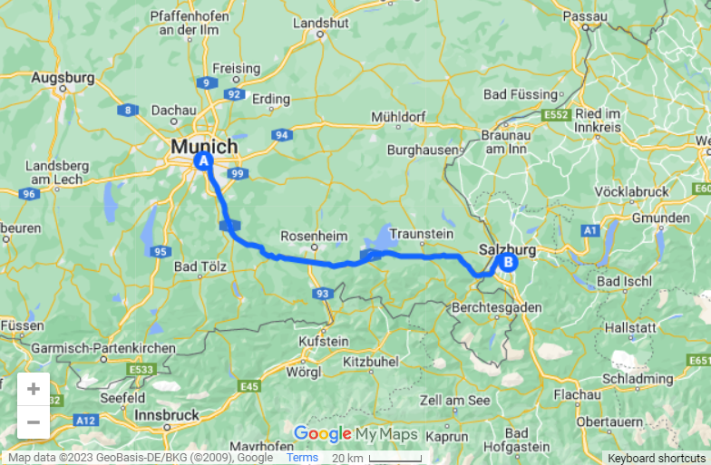 Munich To Salzburg Map 