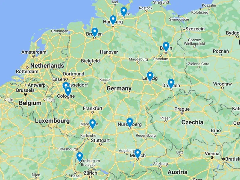 most beautiful cities in Germany map