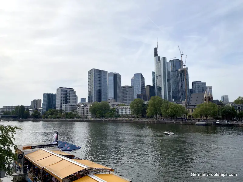 Views of Frankfurt from Eiserner Steg Bridge on the Main River