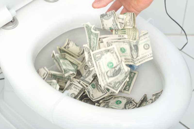 Cash in toilet