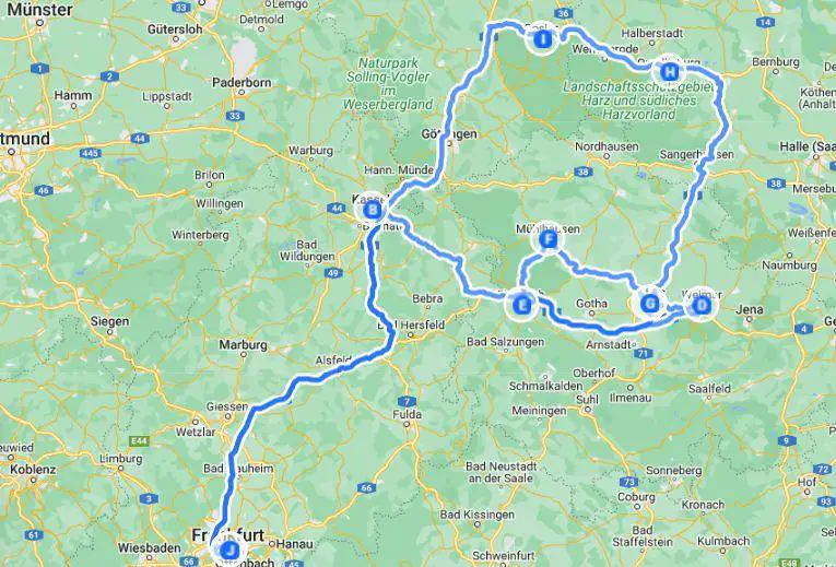 Central Germany itinerary