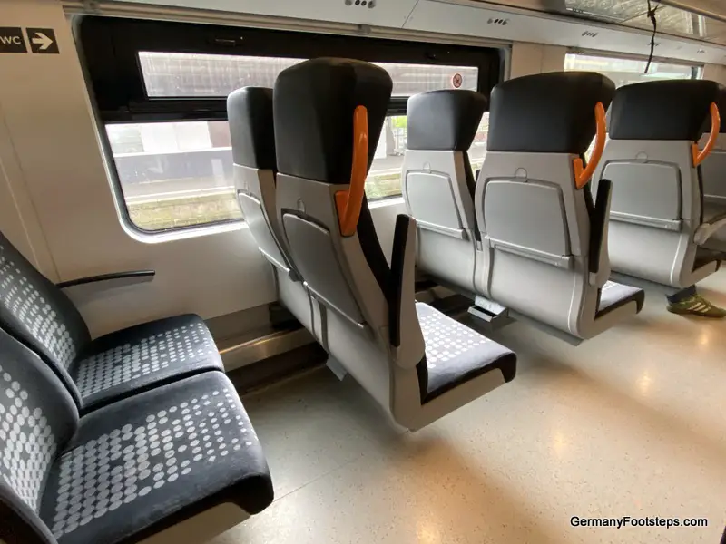 Inside a regional train Germany second class seats