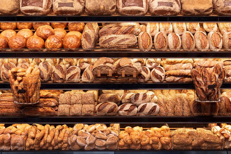 German bread in a bakery